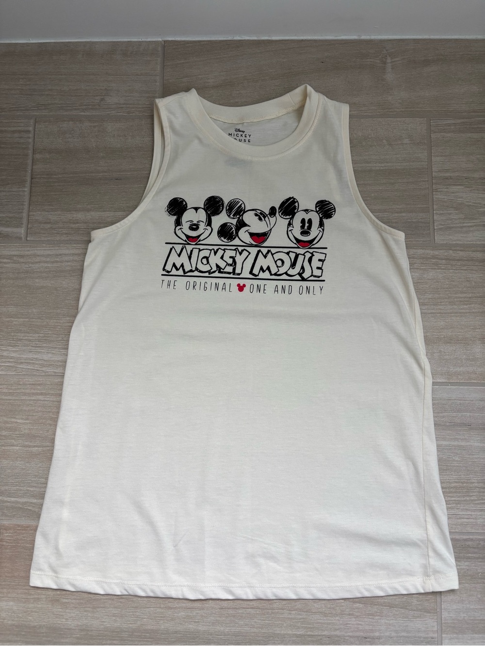 Disney Mickey Mouse Cream Graphic Tank Top for Women Size Small